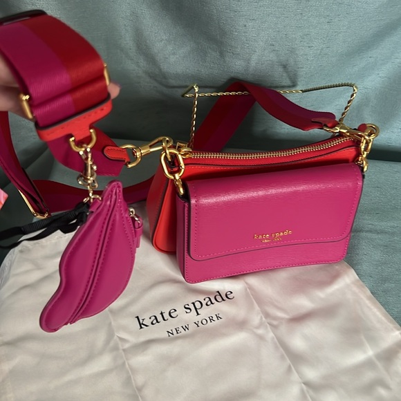 Kate Spade double bag color block crossbody Soffiano leather bag - Picture 13 of 13